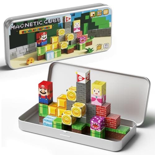 hunloot Magnetic Building Blocks Travel Toys for Kids Ages 4-8, Toddler Magnetic Cubes STEM Learning Set with Iron Storage Box – Portable Construction Toys for Boys Girls 3-5 - Image 1