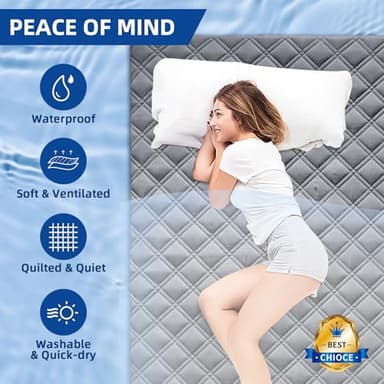 MEELUS Queen Mattress Protector, Breathable Waterproof Mattress Pad Cover Fitted Deep Pocket 8"-21", Soft Noiseless Mattress Cover Washable Cooling Padded for Home Hotel Bedroom, Gray - Image 8