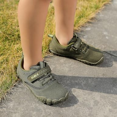 KUBUA Kids Barefoot Shoes Boys Girls Running Walking Sports Minimalist Zero Drop Sneakers Naturally Lightweight Splay Shoes C Khaki 4 Big Kid - Image 8