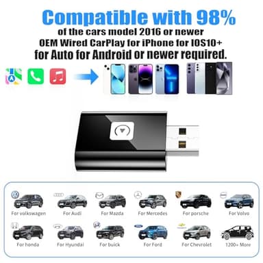 Mini Wireless Carplay Adapter for iPhone, 2025 Stable Universal Wireless carplay Adapter, Fast Convert Factory Wired to Wireless CarPlay Dongle Cars for Apple for iOS - Image 7