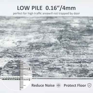 Washable Rugs 5X7 Large Neutral Modern Non Slip Foldable Thin Under Dining Table Dining Room Floor Cove Black - Image 4