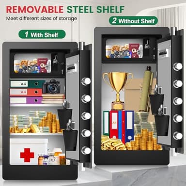 8.1 Cuft Extra Large Biometric Safe for Home Use Fire and Water Proof, Heavy Duty Fingerprint Safe Security Box with [Hidden Lock Box], Fireproof Safes for Home Business Office USE - Image 5