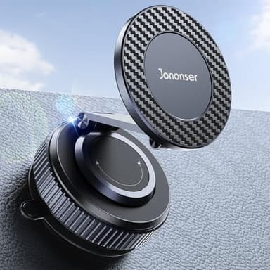 Jononser Car Phone Holder, 360°Adjustable Magnetic Phone Holder for Car, Foldable Suction Cup Phone Mount, Phone Holders for Your Car for iPhone 17/16/15/14/13/12 Series (Carbon Fiber) - Image 1