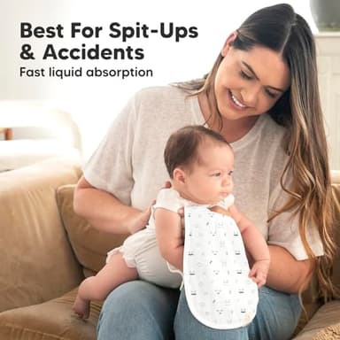 5-Pack Muslin Burp Cloths Baby Boy, Girl - Very Absorbent Baby Burp Cloth Rags, 8-Layers Viscose Derived from Bamboo Cotton Muslin Towel, Super Soft Spit Up Rags, No Shrink Washcloths (Nordic) - Image 5