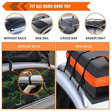 MeeFar Car Roof Bag XBEEK Rooftop top Cargo Carrier Bag 20 Cubic feet Waterproof for All Cars with/Without Rack, Includes Anti-Slip Mat, 10 Reinforced Straps, 6 Door Hooks, Luggage Lock - Image 3