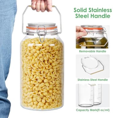 Qianfenie 1.5 Gallon Glass Jar with Lid, Large Glass Jar with Lid and Silicone Seal, Gass Storage Jar with Lids, Wide Mouth Jars Glass Container for Kitchen Food Storage(1 Pack) - Image 3