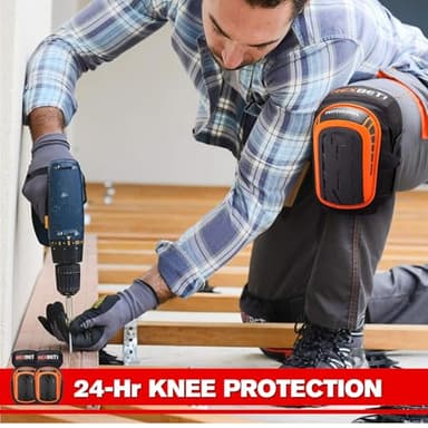 REXBETI Knee Pads for Work, Construction Knee Pads for Men, Heavy Duty Comfortable Anti-slip Foam Gel Knee Pads for Gardening Flooring and Cleaning, Strong Stretchable Straps, Orange - Image 5
