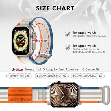 Trail Loop Nylon Band - Compatible with Apple Watch Ultra 2 Band 49mm 46mm 45mm 44mm 42mm 41mm 40mm 38mm Men Women,Rugged Braided Elastic Weave Sport Strap for iWatch Ultra Series 10/9/8/7/6/SE/5/4/3 - Image 7