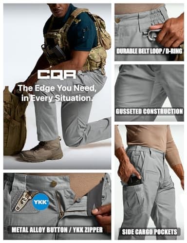 CQR Men's Tactical Pants, Water Resistant Ripstop Cargo Pants, Lightweight EDC Work Hiking Pants, Outdoor Apparel, Raider Mag Pocket Stone, 34W x 32L - Image 6