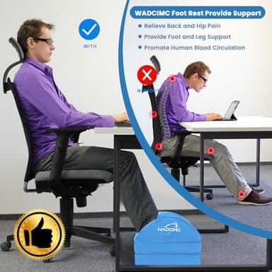 WADCIMC Foot Rest for Under Desk at Work, Warmer Feet Pocket Footrest,Foot Stool with Washable Cover,Comfortable Footrest with 3 Adjustable Heights, for Office Gaming Chair, for Leg Support, XL(18IN) - Image 3