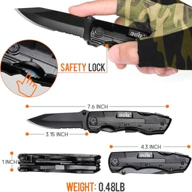 Gifts for Men Him Dad, Pocket Multitool Knife, Christmas Stocking Stuffers for Men, Anniversary Birthday Gifts for Husband, Boyfriend, Guy, Groomsmen, Fathers Day, Gadget for Hiking, Camping, Outdoor - Image 2