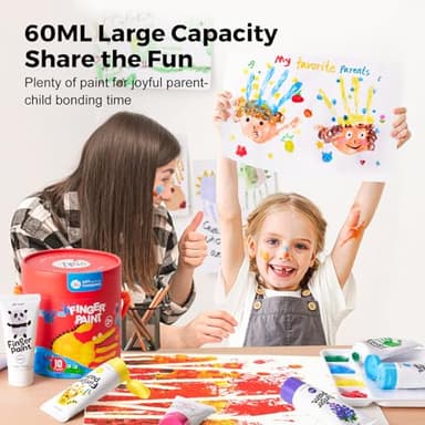 Jar Melo Washable Finger Paints for Toddlers, 12 Colors Large Capacity (2.1fl oz), Non Toxic Baby Paint for Hand and Feet, Safe Art Supplies, Preschool Learning Gifts for Kids Age 2+ - Image 6