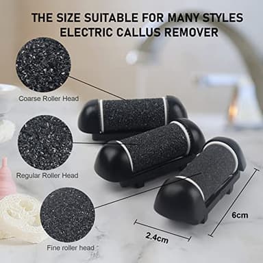 Electric Callus Remover for Feet, Rechargeable Portable Electronic Foot File Pedicure Kit, Waterproof Foot Scrubber File, Professional Pedicure Tools, Foot Care for Dead Skin Ideal Gift, 3 Rollers - Image 6