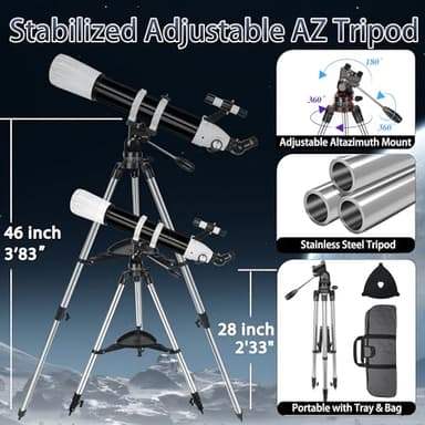Telescope, 90mm Aperture 900mm Astronomical Refractor Telescope for Adults High Powered - Multi-Coated Professional Telescopes for Astronomy Beginners with AZ Mount, Portable Carry Bag, Phone Adapter - Image 5