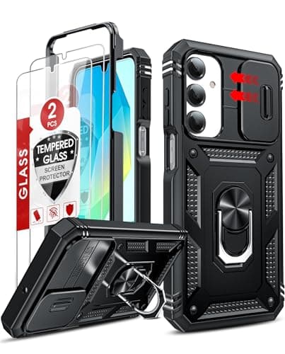 LeYi for Galaxy A16-5G Phone Case: Galaxy A16 5G Screen Protector [2 Packs] with Camera Cover, Military-Grade Heavy Duty Protection Cell Android Basic Funda para Samsung Galaxy A 16 5G Phone, Black - Image 1