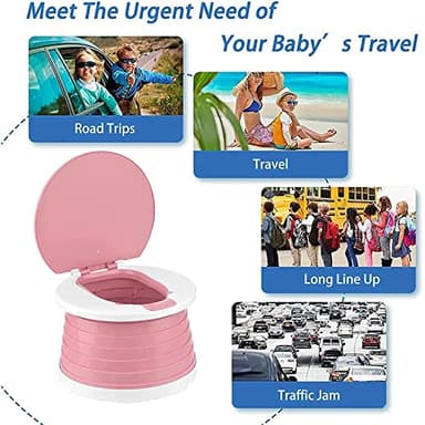 portable, foldable potty seat for toddler, Training Toilet Seat Emergency Toilet for Car, Camping, Outdoor, indoor (pink, small) - Image 4