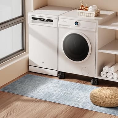 WOBUBU Kitchen Rugs Sets of 3 Boho Kitchen Rugs and Mats Non Slip Washable Rugs Set for Kitchen Laundry Room Entryway Light Grey - Image 8