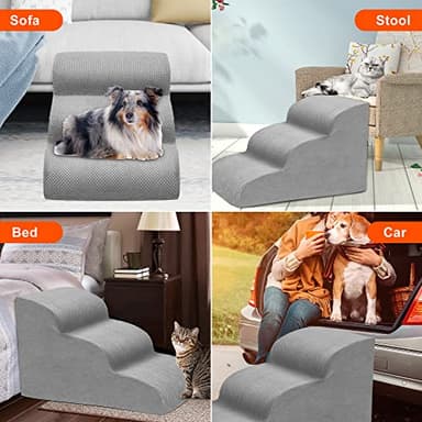 Dog Stairs for Small Dogs, 3 Tiers High Density Foam Dog Ramp, Extra Wide Non-Slip Pet Steps for High Beds Or Couch, Soft Foam Doggie Ladder for Dogs Injured, Older Pets, Small Cats - Image 8