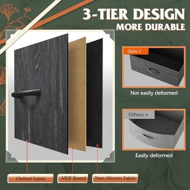 WLIVE 9-Drawer Dresser, Fabric Storage Tower for Bedroom, Entryway, Closet, Tall Chest Organizer Unit with Fabric Bins, Steel Frame, Wood Top, Easy Pull Handle, Charcoal Black Wood Grain Print - Image 5