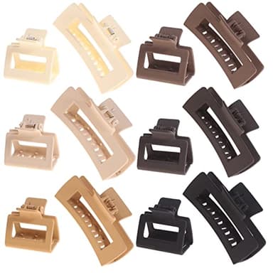 Alemaky 12 Pack Square Claw Clips, Big and Small Neutral Rectangle Hair Claw Clips, Non-slip Matte Large Hair Clips for Women,Strong Hold jaw clip for Thick Thin Hair (Neutral) - Image 1