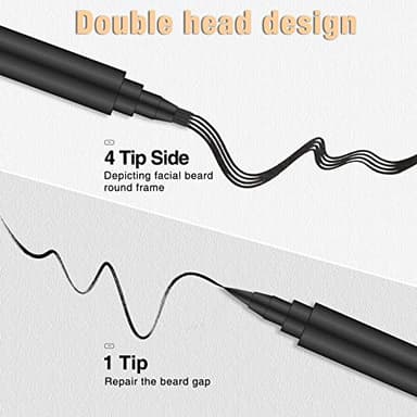 Beard Pencil Filler for man Water Proof Beard pen and beard brush Long Lasting Coverage Natural Finish, Male Mustache Repair Shape, Effective Enhance Facial Hair （BLACK） - Image 3