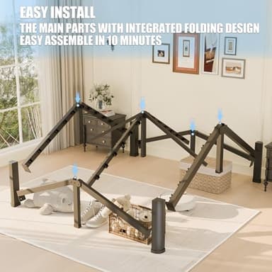 Yitong Angel 18 inch King Size Bed Frame with Round Corner Legs Mattress Slide Stopper,3500 lbs Heavy Duty Metal Platform,Steel Slat Support,No Box Spring Needed,Easy Assembly,Noise Free - Image 6