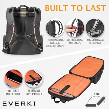 EVERKI Flight Business - Spacious Business Backpack for 16-inch Laptops, Large Compartments, Travel Laptop Backpack, Extra Large Bookbags for Men, Capacity of 28.5-L (EKP119), Black - Image 4