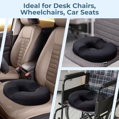 5 STARS UNITED Donut Pillow Hemorrhoid Tailbone Cushion – Large Chair Pad for Pain Relief – Coccyx, Prostate, Sciatica, Pelvic Floor, Pressure Sores, Pregnancy, Postpartum Recovery, Arctic Black - Image 6