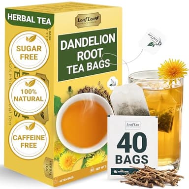 LeafLea 40 Dandelion Root Tea Bags, Dandelion Tea Supports Wellness and a Balanced Lifestyle, 100% Natural & Pure Dandelion Root, Vegan, No Sugar, Caffeine-Free - Image 1