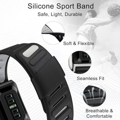 omee Silicone Sport Band Compatible with Whoop 5.0 Band Strap Men Women, Breathable Sport Adjustable Waterproof Replacement Wristbands Straps for Whoop 5.0 Silicone Bands - Image 2