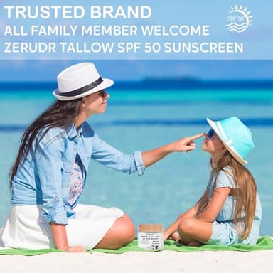 ZERUDR Beef Tallow Sunscreen: SPF 50 non toxic sunscreen, Tallow & Zinc Oxide Sunblock Non-Greasy Reef Safe formula 60g - Image 4