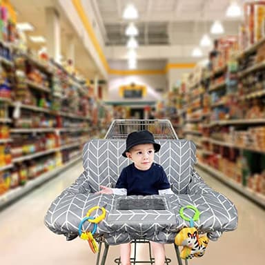 Shopping Cart Cover for Baby ICOPUCA Cotton High Chair Cover, Reversible, Machine Washable for Infant, Toddler, Boy or Girl (Grey Arrow Print) - Image 2