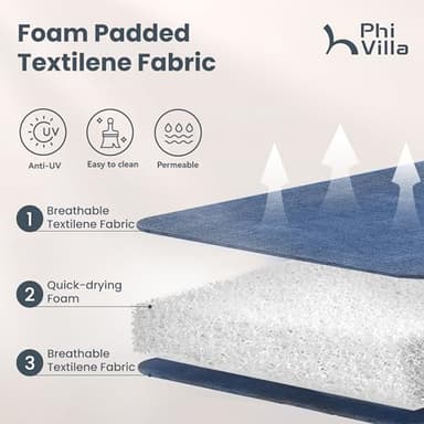 PHI VILLA Patio Swivel Dining Chairs Set of 4, All Weather Outdoor Chair with Padded Textilene & Black Metal Frame for Outdoor Lawn Garden Poolside (Blue) - Image 5