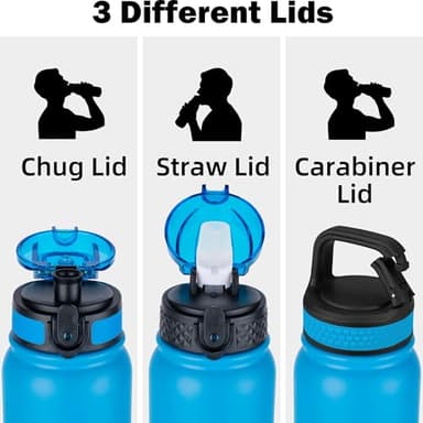 Oldley Insulated Water Bottle 20oz Water Bottles with Straw, Stainless Steel Water Bottle with 3 Lids, Double Wall Vacuum Bottles for Adult Kids, Sports Bottles for School Travel, Tropical Rainforest - Image 2