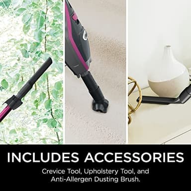 Shark HV371 Rocket Pro DLX Corded Stick, Removable Hand Vacuum, Advanced Swivel Steering, XL Cup, Crevice Tool, Upholstery Tool & Anti-Allergen Dust Brush, Fuchsia, Capacity - Image 11