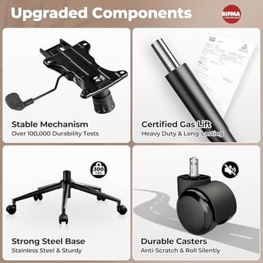 ovios Ergonomic Home Office Chair, Mid-Century Modern Faux Leather Chairs with Thickened Cushions, Comfy High Back Swivel Rolling Executive Computer Armchair (Brown, PU Leather) - Image 6