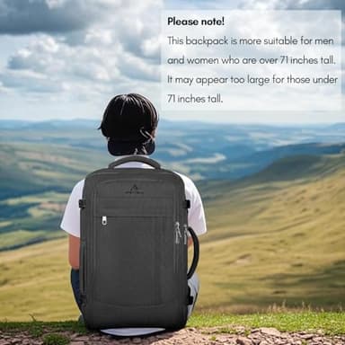 60L Extra Large Travel Laptop Backpack,3XL Expandable Carry On Backpack for Men, Big Capacity Heavy Duty Business Suitcase Daypack Bag Fits 18.4-19 Inch Laptops, Travel Gifts for Men Women, Black - Image 8
