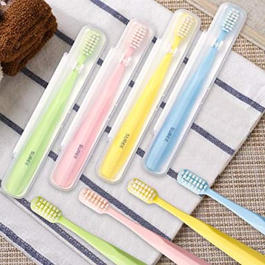 SUREE Extra Soft Toothbrush for Sensitive Teeth, Upgraded 10000 Ultra Soft Bristles for Adults & Elders, Manual Travel Toothbrush with Individual Portable Case (4 Pack) - Image 2