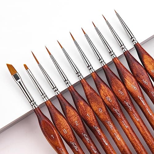 Golden Maple Miniature Model Paint Brushes-10pcs Micro Detail Paint Brush Set,Small Fine Detail Brushes for Acrylic, Oil, Watercolor & Paint by Number,Figurine - Image 1