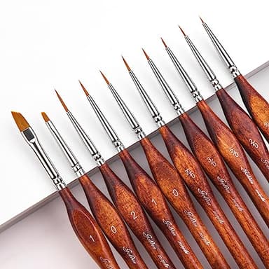 Golden Maple Miniature Model Paint Brushes-10pcs Micro Detail Paint Brush Set,Small Fine Detail Brushes for Acrylic, Oil, Watercolor & Paint by Number,Figurine - Image 1