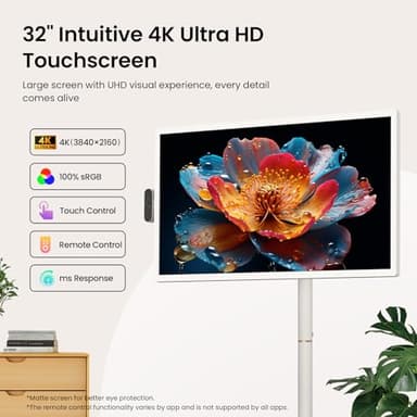 ApoloSign 32'' UHD 4K Smart Portable TV 2nd Gen, 16(8+8) GB RAM+256GB, Android 15, EDLA-Certified, Portable Touch Screen Monitor, Built-in 15000mAh Battery, Full Swivel Rotation, Voice Remote Control - Image 2