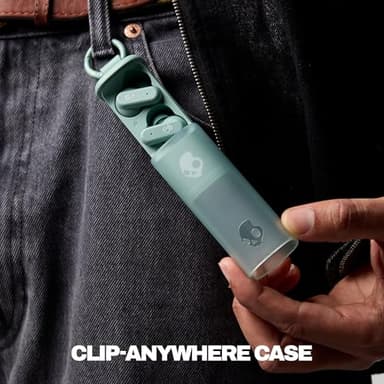 Skullcandy Dime Evo Wireless Earbuds, Bluetooth Headphones, Noise Isolating Fit, Up to 36 Hours Battery, Microphone for iPhone Android, Easy Carry with Clip-Anywhere Case - Preppy Sage - Image 3