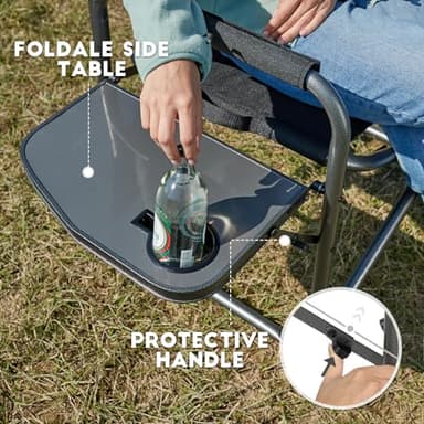 TIMBER RIDGE Aluminum Oversized Camping Chair, Lightweight Portable Directors Chair with Side Table Detachable Side Pocket for Outdoor Camping, Lawn, Picnic, Support 400lbs Black - Image 6