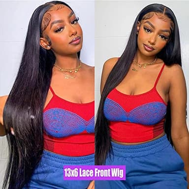 Dasollak 13x6 Straight Lace Front Wigs - Human Hair HD Transparent Lace Frontal Wigs for Black Woman - Brazilian Lace Frontal Wigs - Glueless Wigs - Pre Plucked Natural Color - 24 Inch - Image 8