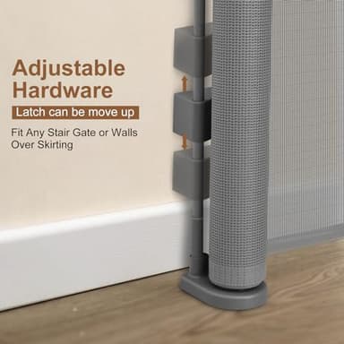 Miumoon 200 inch Retractable Baby Gates 42 inch Tall, Retractable Gate with Reinforced Strip Design to Prevent Crawling Through, 16 FT Outdoor Retractable Gates, Extra Wide Retractable Gate for Garage - Image 6