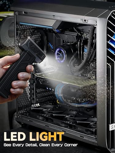 COOLDOVE Super Wind Monster - 1 Min Fast Cleaning Dust, Compressed Air Duster, 4-Gear Adjustable Electric Air Duster with Light, Rechargeable Air Blower for Keyboard, PC, Car, and Home Cleaning - Image 6