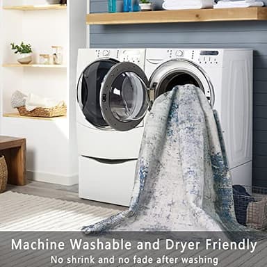 vivorug Washable Rug, Ultra Soft Area Rug 8x10, Non Slip Abstract Rug Carpet, Stain Resistant Rugs for Living Room Bedroom, Modern Fluffy Rug (Gray/Navy, 8'x10') - Image 4