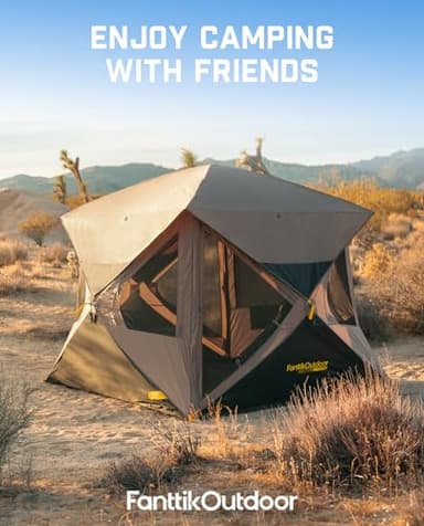 FanttikOutdoor Alpha C4 Ultra Camping Tent 4 Person Pop Up Instant Cabin Setup in 60 Seconds Portable Hub Tent with Rainfly & Windproof for Outdoor Camping & Overlanding, Khaki - Image 6