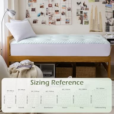 Hansleep College Dorm Twin XL Mattress Topper Viscose Derived from Bamboo, Memory Foam Pillow Top Mattress Topper Twin XL, Breathable Mattress Pad for Back Pain Relief, 39" x 80", White - Image 6