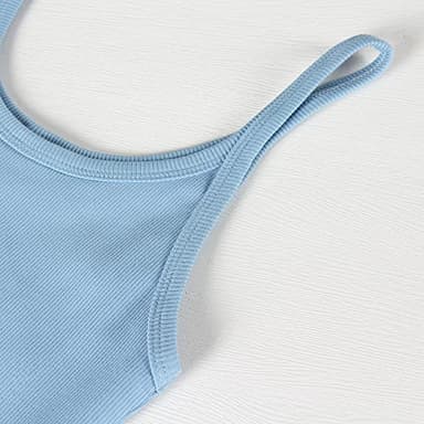 Artfish Women's Sleeveless Tank Top Form Fitting Scoop Neck Ribbed Knit Basic Cami Shirts Light Blue, L - Image 2